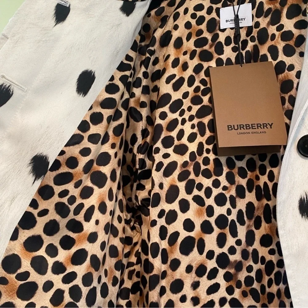 Burberry ANIMAL-PRINT COTTON-TWILL TRENCH COAT IN WHITE,BLACK,BROWN Size - Picture 10 of 16